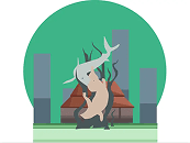 Ilustrasi landmark Jawa Timur.